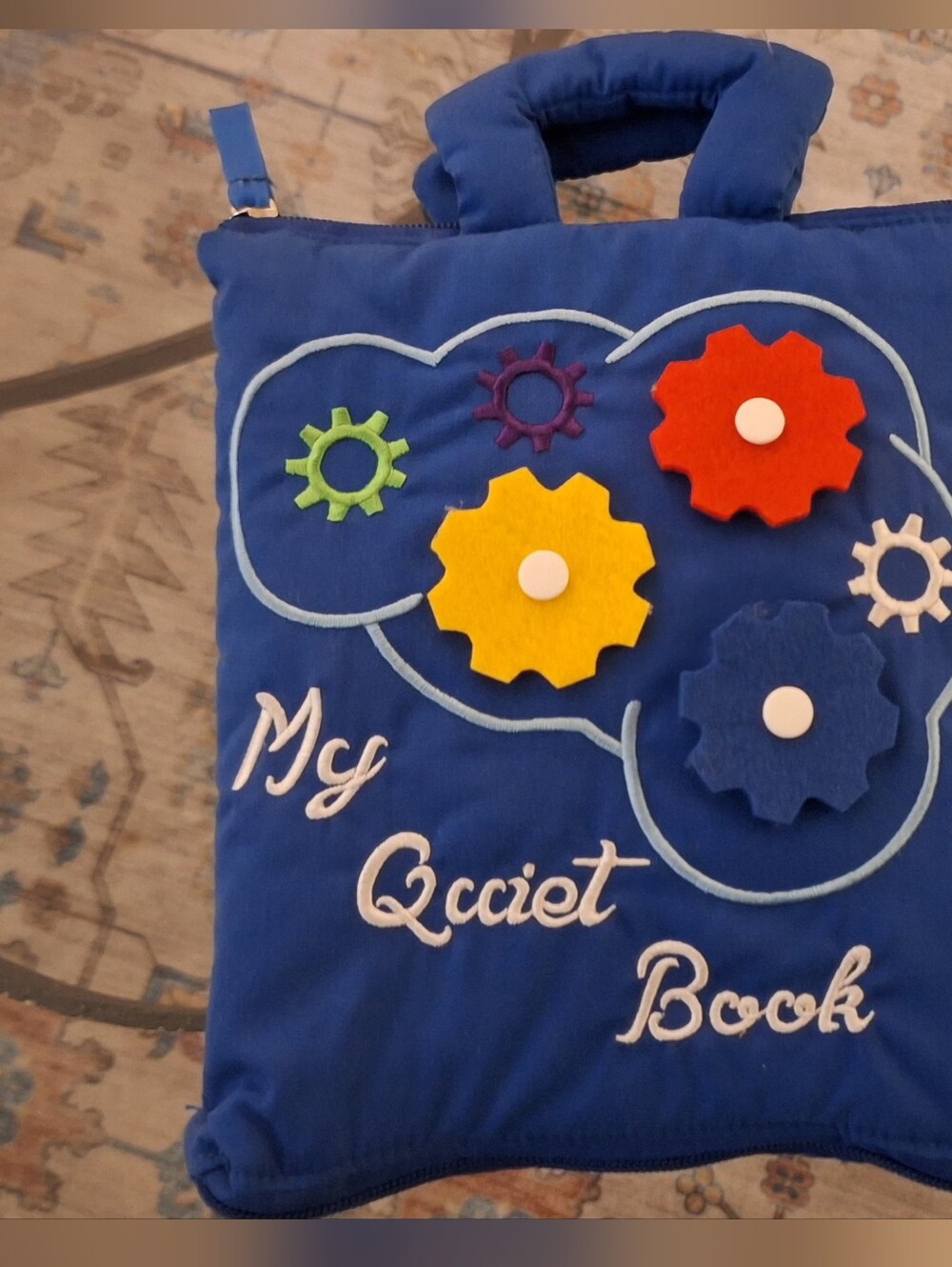 Blue Kids Quiet Book with Colorful Gears